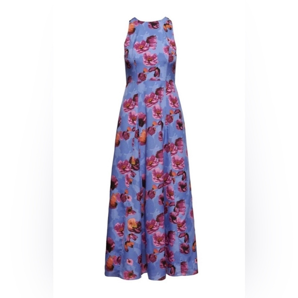 BANANA REPUBLIC Floral Print Seamed Maxi Dress, Blue/Purple, Size 2, NWT